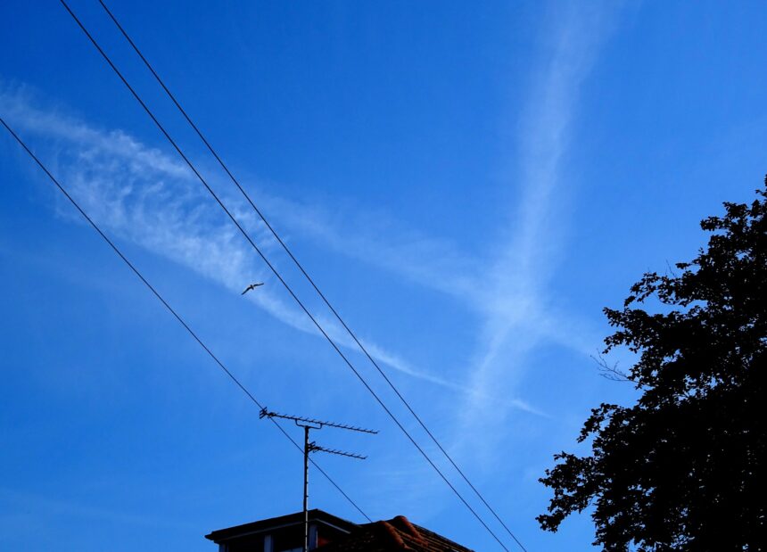 Chemtrails en el cielo. Alex Borland (PublicDomainPictures.net) Preguntant a la IA sobre la geoenginyeria